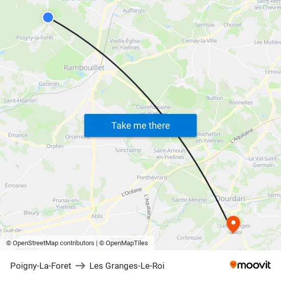 Poigny-La-Foret to Les Granges-Le-Roi map