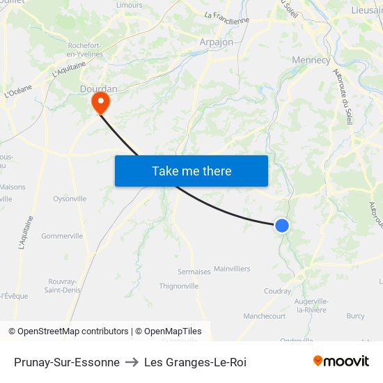 Prunay-Sur-Essonne to Les Granges-Le-Roi map