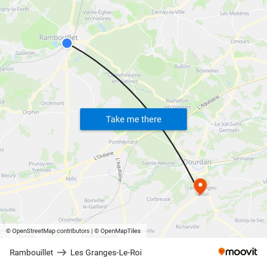 Rambouillet to Les Granges-Le-Roi map