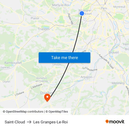 Saint-Cloud to Les Granges-Le-Roi map