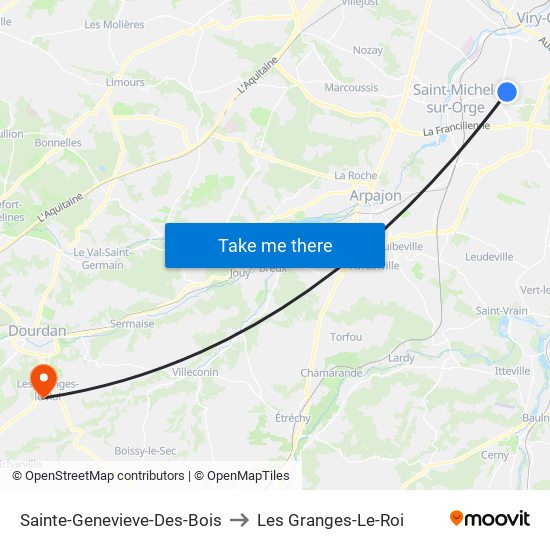 Sainte-Genevieve-Des-Bois to Les Granges-Le-Roi map