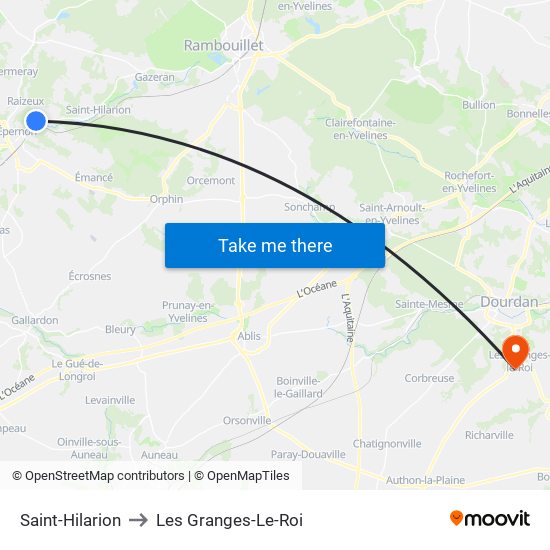 Saint-Hilarion to Les Granges-Le-Roi map