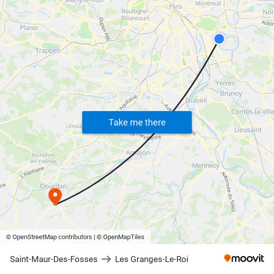 Saint-Maur-Des-Fosses to Les Granges-Le-Roi map