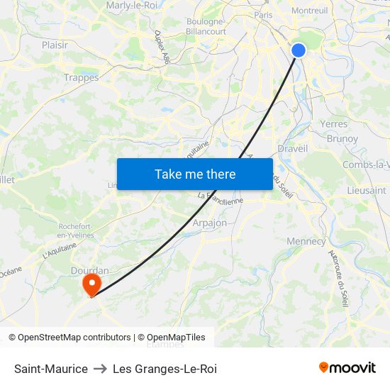 Saint-Maurice to Les Granges-Le-Roi map