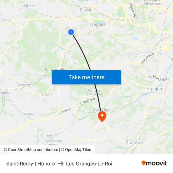 Saint-Remy-L'Honore to Les Granges-Le-Roi map