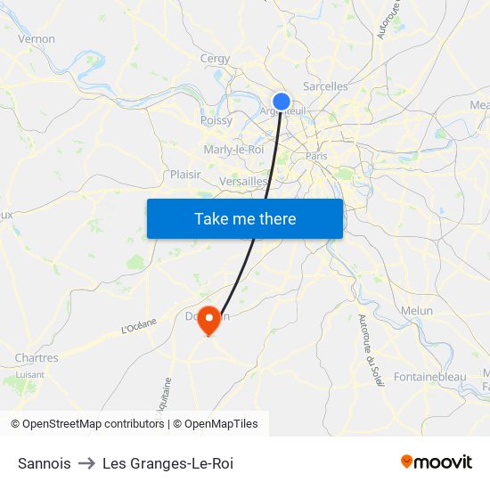Sannois to Les Granges-Le-Roi map