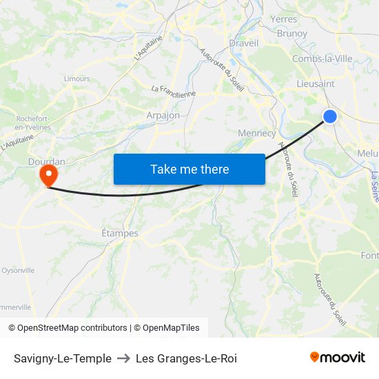 Savigny-Le-Temple to Les Granges-Le-Roi map