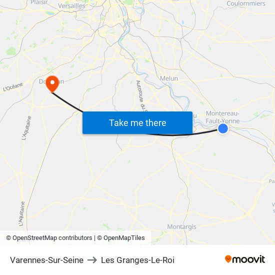 Varennes-Sur-Seine to Les Granges-Le-Roi map