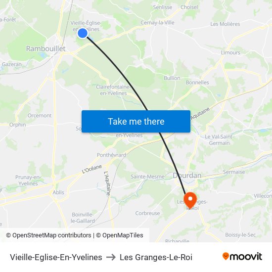 Vieille-Eglise-En-Yvelines to Les Granges-Le-Roi map