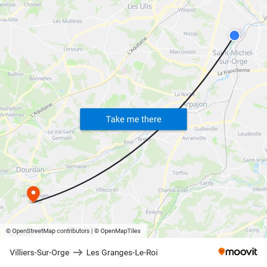 Villiers-Sur-Orge to Les Granges-Le-Roi map