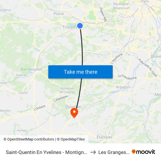 Saint-Quentin En Yvelines - Montigny-Le-Bretonneux to Les Granges-Le-Roi map