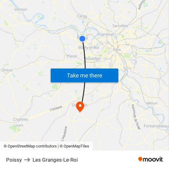 Poissy to Les Granges-Le-Roi map