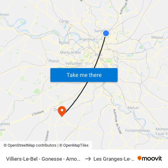 Villiers-Le-Bel - Gonesse - Arnouville to Les Granges-Le-Roi map