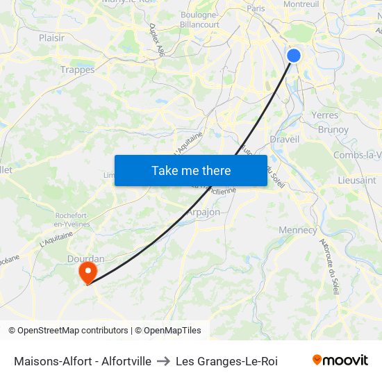 Maisons-Alfort - Alfortville to Les Granges-Le-Roi map