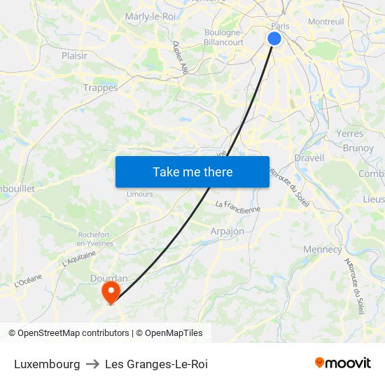 Luxembourg to Les Granges-Le-Roi map