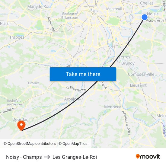 Noisy - Champs to Les Granges-Le-Roi map