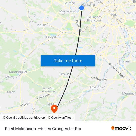 Rueil-Malmaison to Les Granges-Le-Roi map