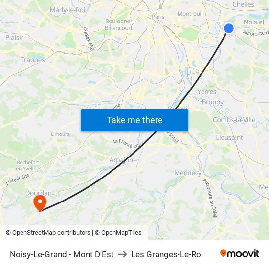 Noisy-Le-Grand - Mont D'Est to Les Granges-Le-Roi map
