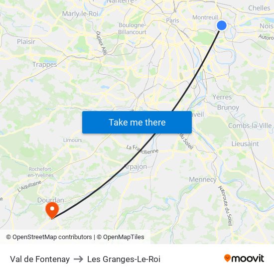 Val de Fontenay to Les Granges-Le-Roi map