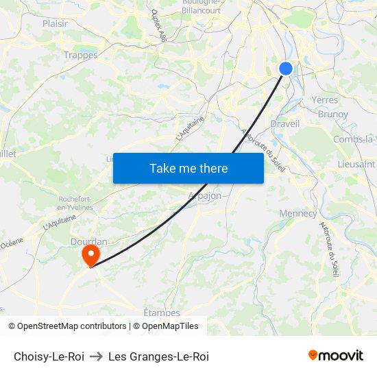 Choisy-Le-Roi to Les Granges-Le-Roi map