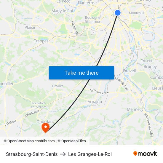 Strasbourg-Saint-Denis to Les Granges-Le-Roi map