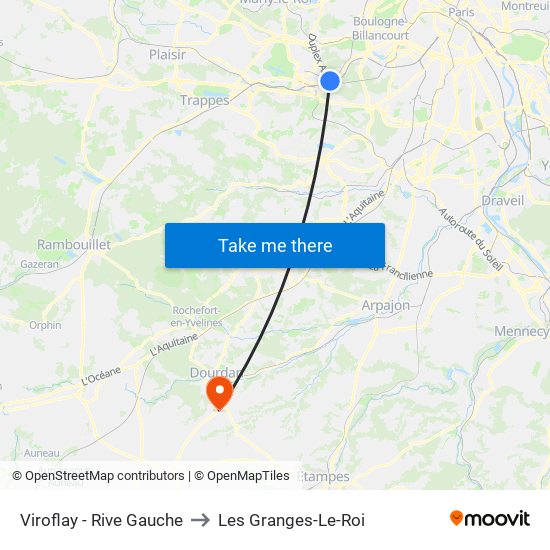 Viroflay - Rive Gauche to Les Granges-Le-Roi map