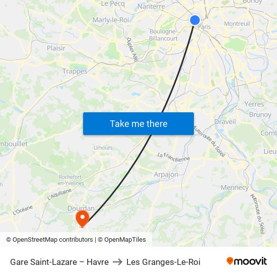 Gare Saint-Lazare – Havre to Les Granges-Le-Roi map
