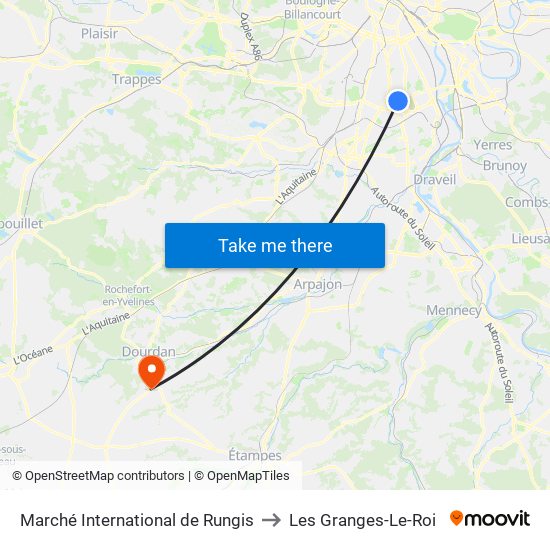 Marché International de Rungis to Les Granges-Le-Roi map
