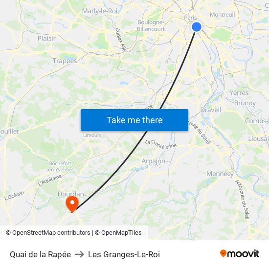 Quai de la Rapée to Les Granges-Le-Roi map