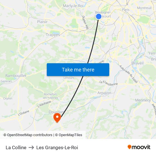 La Colline to Les Granges-Le-Roi map