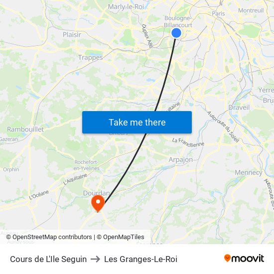 Cours de L'Ile Seguin to Les Granges-Le-Roi map