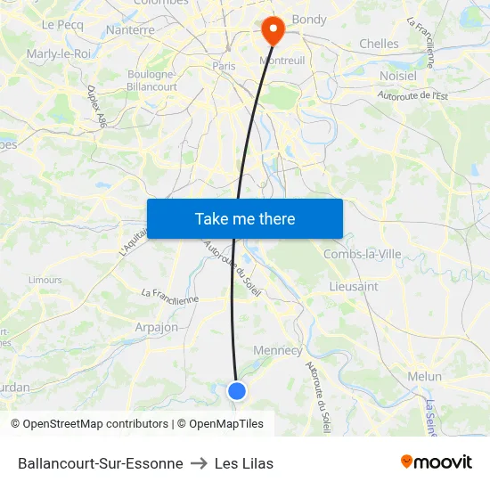 Ballancourt-Sur-Essonne to Les Lilas map