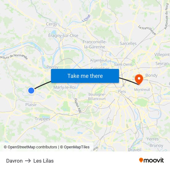 Davron to Les Lilas map