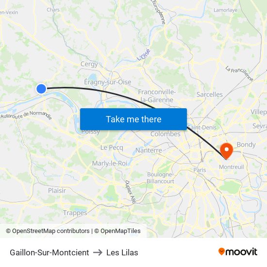 Gaillon-Sur-Montcient to Les Lilas map