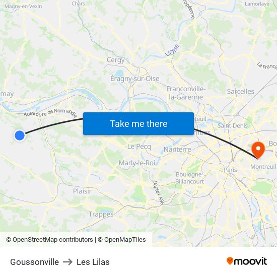 Goussonville to Les Lilas map