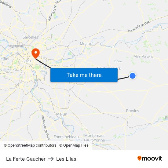La Ferte-Gaucher to Les Lilas map