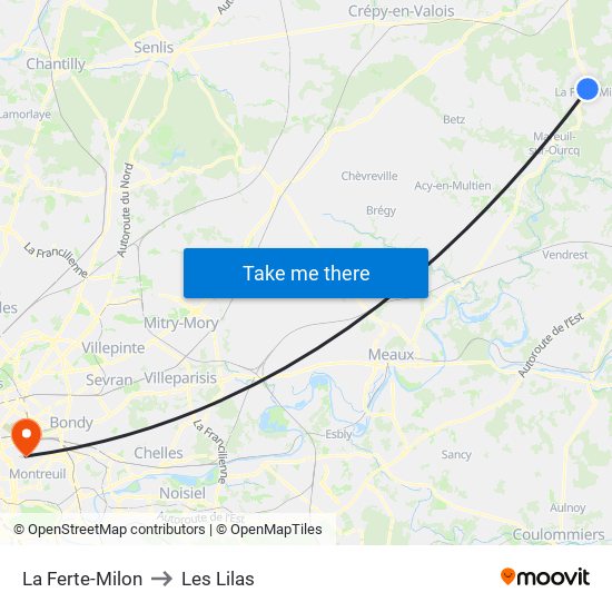 La Ferte-Milon to Les Lilas map