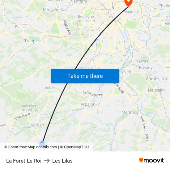La Foret-Le-Roi to Les Lilas map