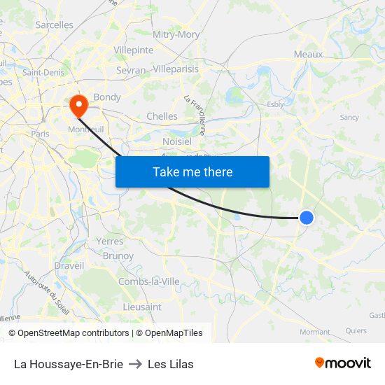 La Houssaye-En-Brie to Les Lilas map