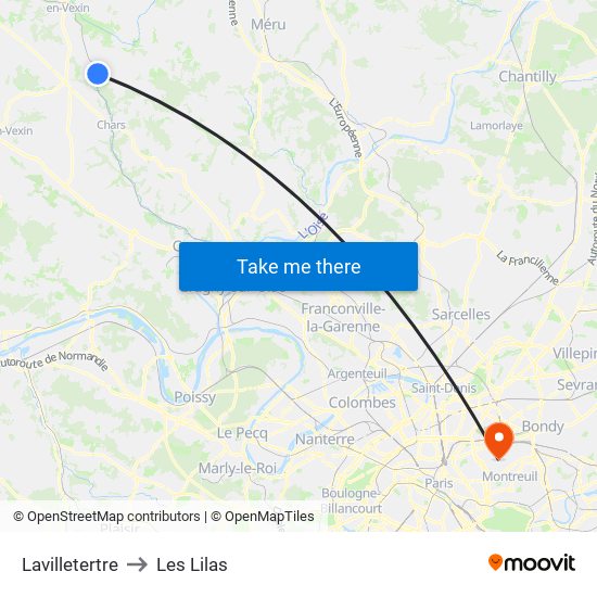 Lavilletertre to Les Lilas map