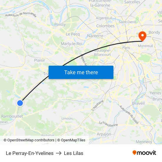 Le Perray-En-Yvelines to Les Lilas map