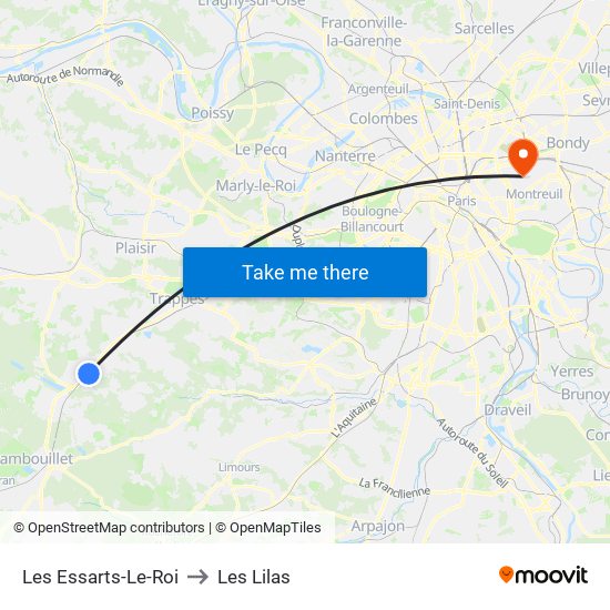 Les Essarts-Le-Roi to Les Lilas map