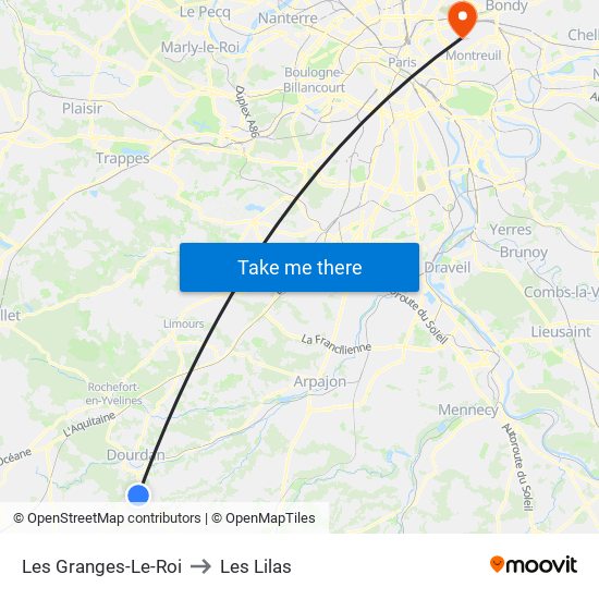 Les Granges-Le-Roi to Les Lilas map