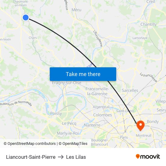 Liancourt-Saint-Pierre to Les Lilas map