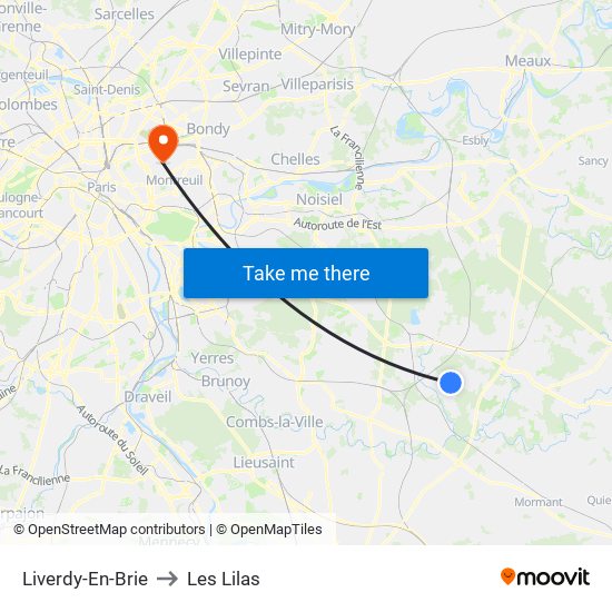 Liverdy-En-Brie to Les Lilas map