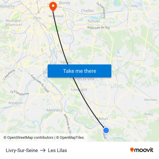Livry-Sur-Seine to Les Lilas map