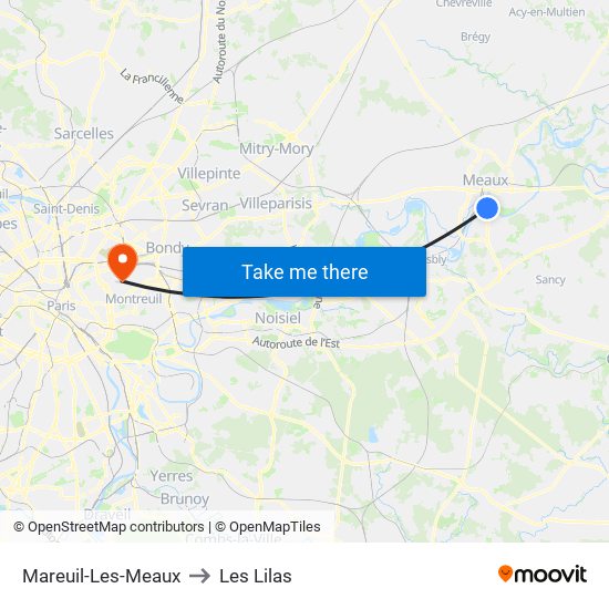 Mareuil-Les-Meaux to Les Lilas map