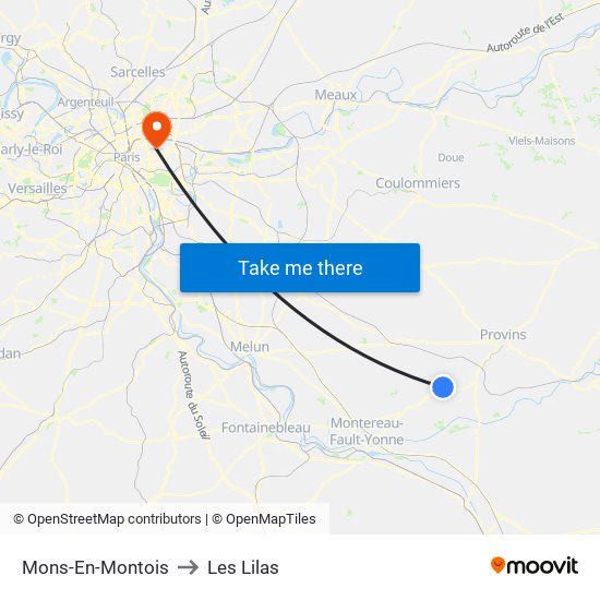 Mons-En-Montois to Les Lilas map