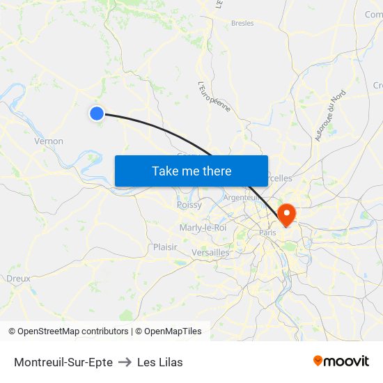 Montreuil-Sur-Epte to Les Lilas map