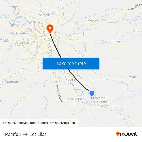 Pamfou to Les Lilas map